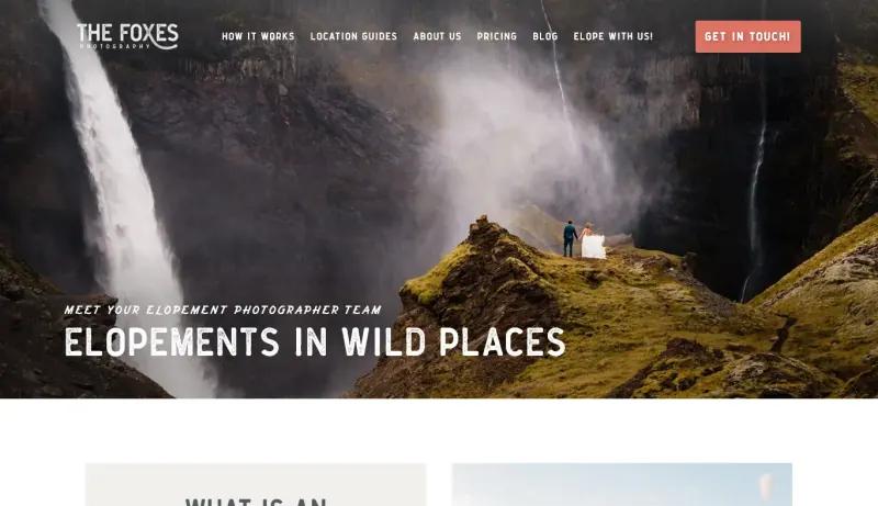 The Foxes Photography homepage with dramatic landscape imagery